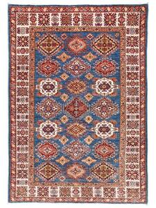Tappeto Kazak Fine Stilizzato Blu Rosso 123x173 Cm