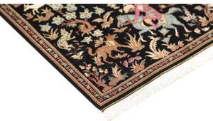 Tappeto Ghom Seta Figurativo Nero Multicolore 60x93 Cm