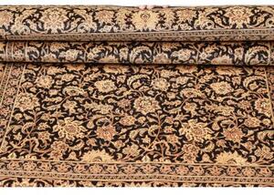 Tappeto Ghom Seta Floreale Nero Beige 100x151 Cm