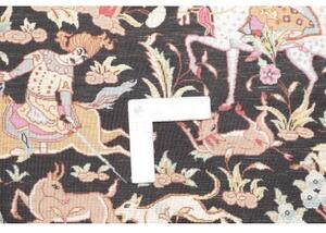 Tappeto Ghom Seta Figurativo Nero Multicolore 60x93 Cm