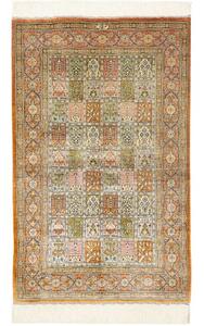 Tappeto Ghom Seta Geometrico Ruggine Verde Salvia 77x123 Cm