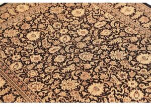 Tappeto Ghom Seta Floreale Nero Beige 100x151 Cm