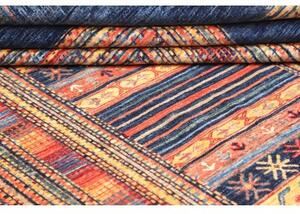 Tappeto Gabbeh Nova Geometrico Blu Scuro Rosso 252x290 Cm