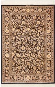 Tappeto Ghom Seta Floreale Nero Beige 100x151 Cm