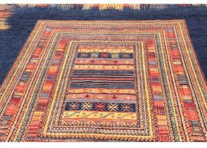 Tappeto Gabbeh Nova Geometrico Blu Scuro Rosso 252x290 Cm