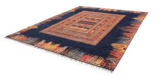 Tappeto Gabbeh Nova Geometrico Blu Scuro Rosso 252x290 Cm