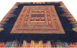 Tappeto Gabbeh Nova Geometrico Blu Scuro Rosso 252x290 Cm