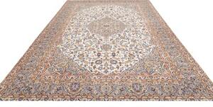 Tappeto Kashan Medaglione Floreale Avorio Azzurro 250x346 Cm