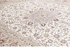 Tappeto Kashan Medaglione Floreale Avorio Blu Scuro 290x403 Cm