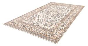 Tappeto Kashan Medaglione Floreale Avorio Blu 196x300 Cm