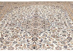 Tappeto Kashan Medaglione Floreale Avorio Blu 304x404 Cm