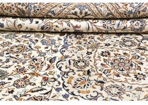 Tappeto Kashan Medaglione Floreale Avorio Blu 304x404 Cm