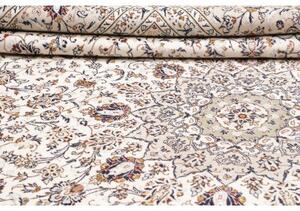 Tappeto Kashan Medaglione Floreale Avorio Blu Scuro 290x403 Cm