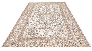 Tappeto Kashan Medaglione Floreale Avorio Blu 196x300 Cm