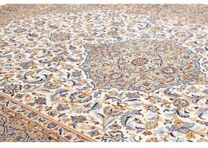 Tappeto Kashan Medaglione Floreale Avorio Azzurro 250x346 Cm