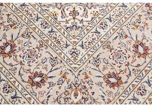 Tappeto Kashan Medaglione Floreale Avorio Blu Scuro 290x403 Cm