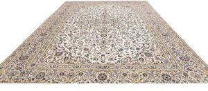 Tappeto Kashan Medaglione Floreale Avorio Blu 304x404 Cm