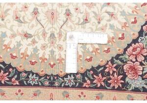 Tappeto Ghom Seta Medaglione Floreale Avorio Blu Scuro 80x122 Cm