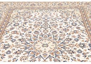 Tappeto Kashan Medaglione Floreale Avorio Blu 196x300 Cm