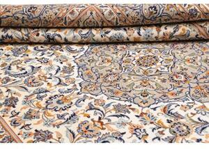 Tappeto Kashan Medaglione Floreale Avorio Azzurro 250x346 Cm
