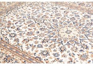 Tappeto Kashan Medaglione Floreale Avorio Blu 196x300 Cm
