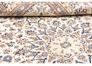 Tappeto Kashan Medaglione Floreale Avorio Blu 196x300 Cm