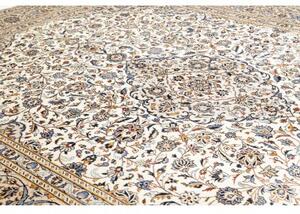 Tappeto Kashan Medaglione Floreale Avorio Blu 304x404 Cm