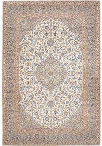 Tappeto Kashan Medaglione Floreale Avorio Azzurro 250x346 Cm