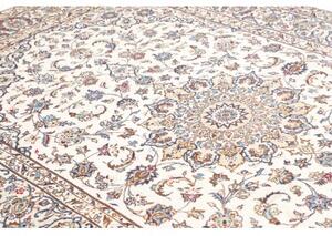 Tappeto Kashan Medaglione Floreale Avorio Blu 202x295 Cm
