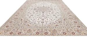 Tappeto Kashan Medaglione Floreale Avorio Blu Scuro 290x403 Cm