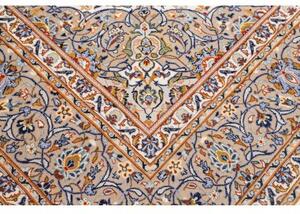 Tappeto Kashan Medaglione Floreale Avorio Azzurro 250x346 Cm