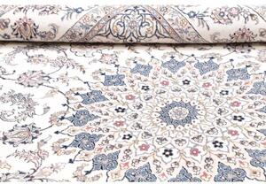 Tappeto Kashan Medaglione Floreale Avorio Rosa Antico 197x300 Cm