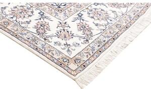 Tappeto Kashan Medaglione Floreale Avorio Rosa Antico 197x300 Cm