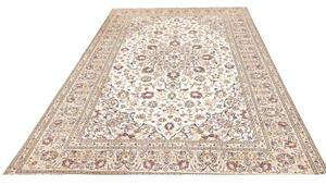 Tappeto Kashan Medaglione Floreale Avorio Blu Scuro 200x310 Cm