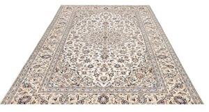 Tappeto Kashan Medaglione Floreale Avorio Blu Scuro 194x293 Cm