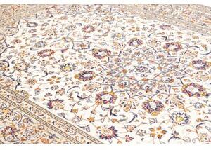 Tappeto Kashan Medaglione Floreale Avorio Blu Scuro 200x310 Cm