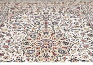 Tappeto Kashan Medaglione Floreale Avorio Blu Scuro 245x360 Cm