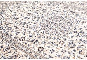 Tappeto Kashan Medaglione Floreale Avorio Blu 200x303 Cm