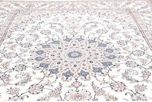Tappeto Kashan Medaglione Floreale Avorio Rosa Antico 197x300 Cm