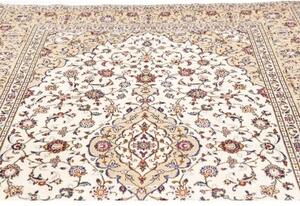 Tappeto Kashan Medaglione Floreale Avorio Blu Scuro 197x300 Cm