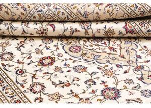 Tappeto Kashan Medaglione Floreale Avorio Blu Scuro 197x300 Cm