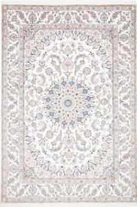 Tappeto Kashan Medaglione Floreale Avorio Rosa Antico 197x300 Cm