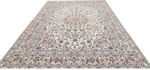 Tappeto Kashan Medaglione Floreale Avorio Blu Scuro 245x360 Cm