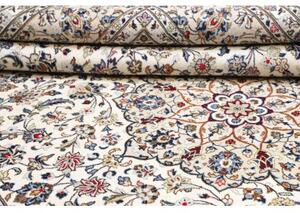 Tappeto Kashan Medaglione Floreale Avorio Blu Scuro 245x360 Cm