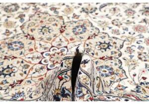 Tappeto Kashan Medaglione Floreale Avorio Blu Scuro 245x360 Cm