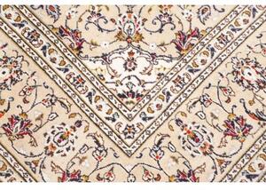 Tappeto Kashan Medaglione Floreale Avorio Blu Scuro 197x300 Cm