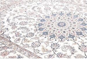 Tappeto Kashan Medaglione Floreale Avorio Rosa Antico 197x300 Cm