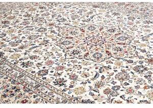 Tappeto Kashan Medaglione Floreale Avorio Blu Scuro 245x360 Cm