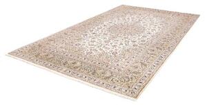 Tappeto Kashan Medaglione Floreale Avorio Blu 205x325 Cm