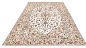 Tappeto Kashan Medaglione Floreale Avorio Blu Scuro 197x300 Cm